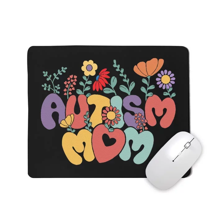 Autism Mom Retro Vintage Groovy Autism Awareness Women Gift Mousepad