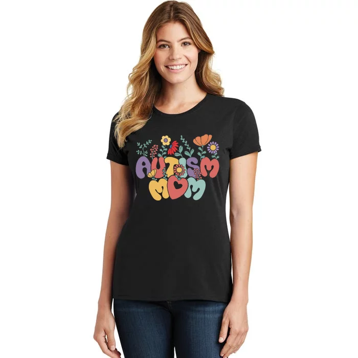 Autism Mom Retro Vintage Groovy Autism Awareness Women Gift Women's T-Shirt