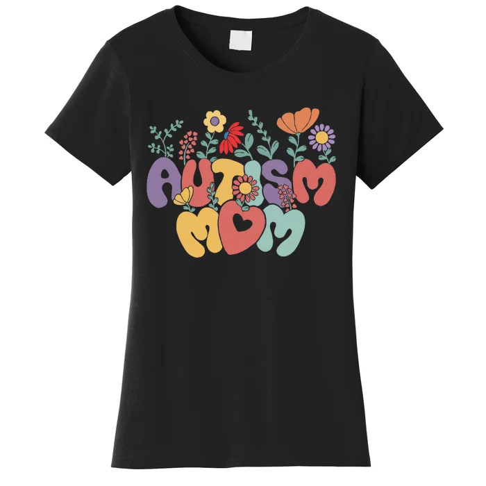 Autism Mom Retro Vintage Groovy Autism Awareness Women Gift Women's T-Shirt