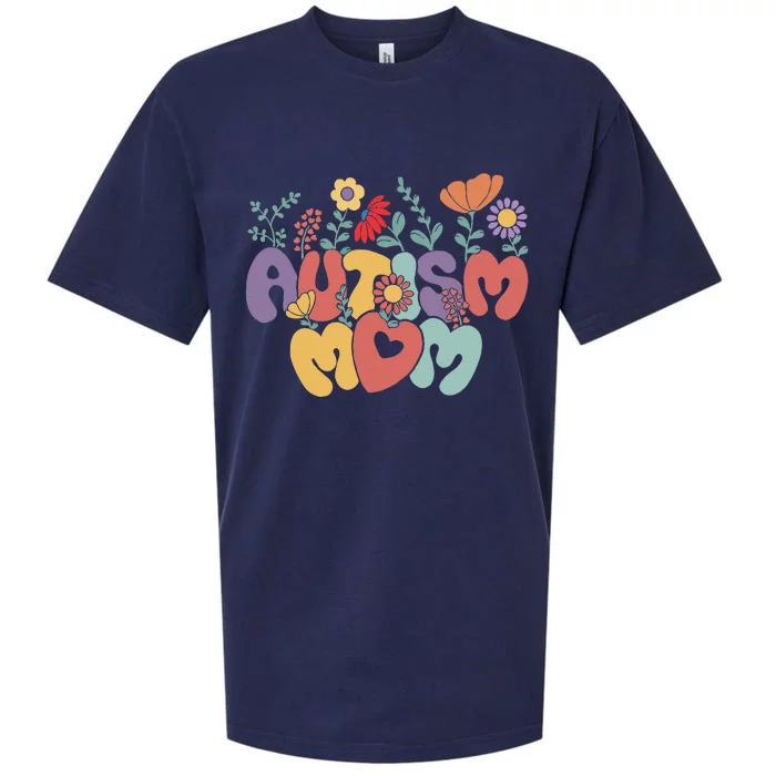 Autism Mom Retro Vintage Groovy Autism Awareness Women Gift Sueded Cloud Jersey T-Shirt