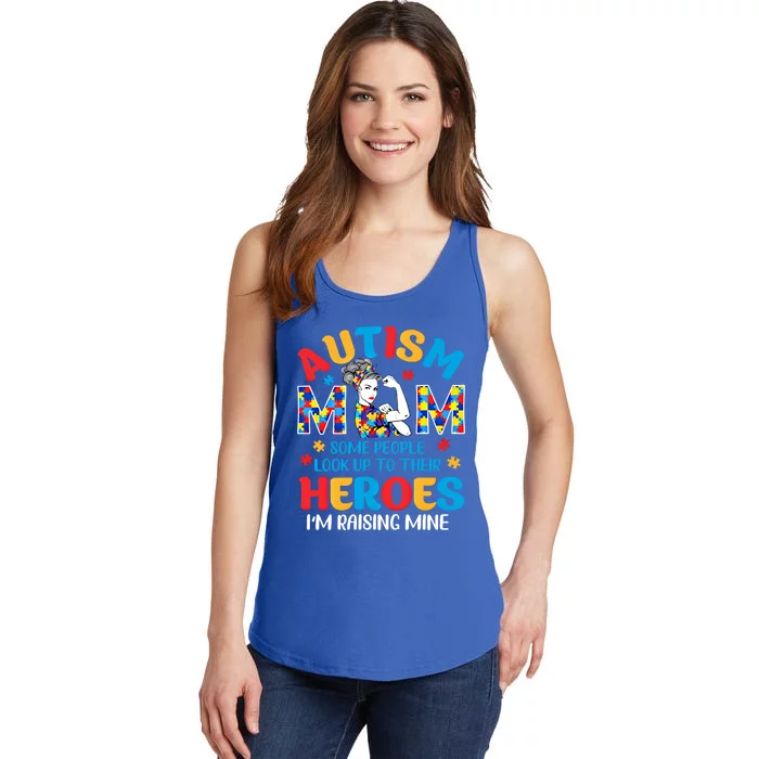 Autism Mom Raising Hero Unbreakable Mother Autism Awareness Gift Ladies Essential Tank