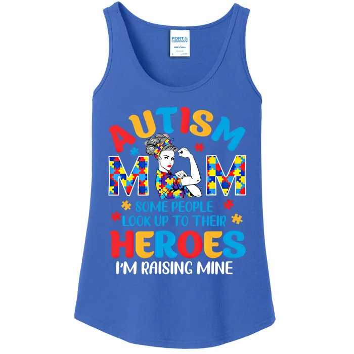 Autism Mom Raising Hero Unbreakable Mother Autism Awareness Gift Ladies Essential Tank