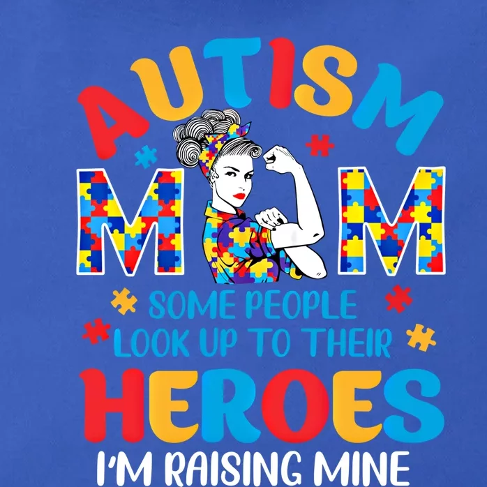 Autism Mom Raising Hero Unbreakable Mother Autism Awareness Gift Zip Tote Bag