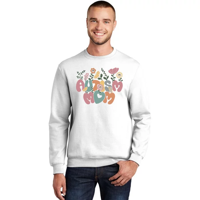 Autism Mom Retro Flower Autism Awareness Supporter Autism Family Matching Sweatshirt