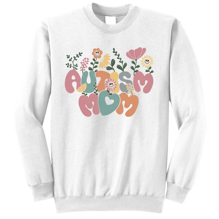 Autism Mom Retro Flower Autism Awareness Supporter Autism Family Matching Sweatshirt