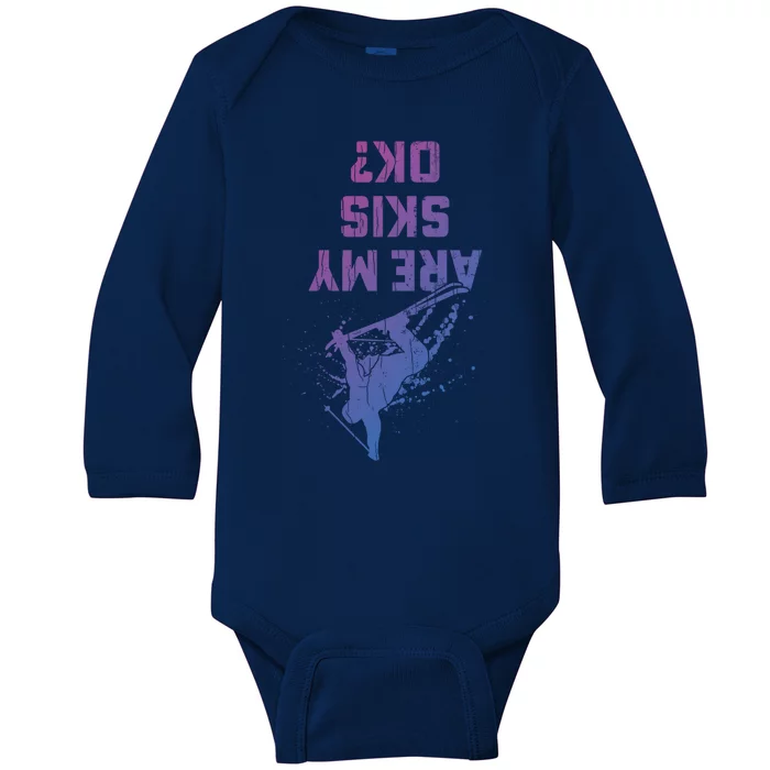 Are My Skis Ok Funny Vintage Skiing Skier Adventure Graphic Gift Baby Long Sleeve Bodysuit