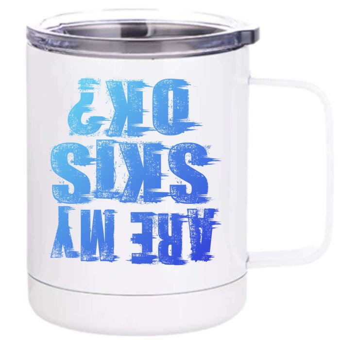 Are My Skis Ok Funny Skiing Gift Front & Back 12oz Stainless Steel Tumbler Cup