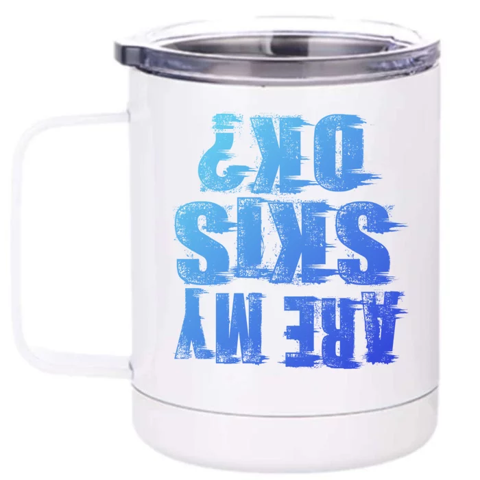 Are My Skis Ok Funny Skiing Gift Front & Back 12oz Stainless Steel Tumbler Cup