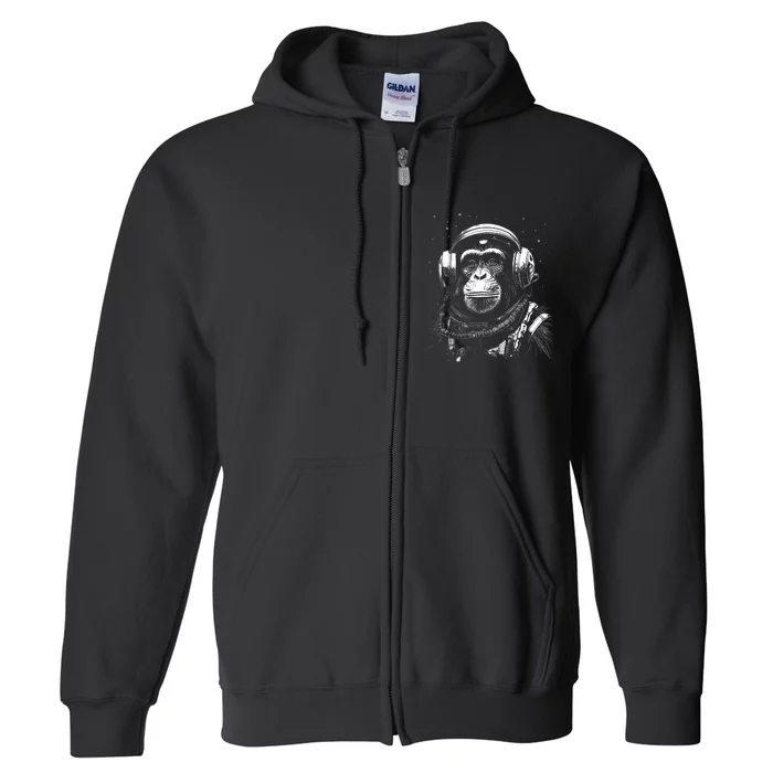 Astronaut Monkey Space Exploration Full Zip Hoodie