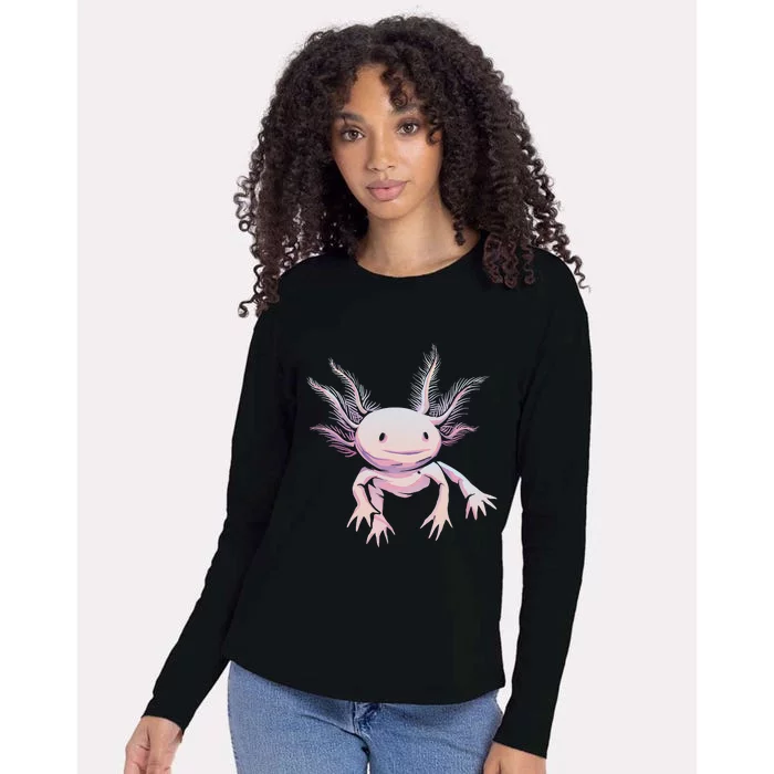 Axolotl Mexican Salamander Drawing Lizard Realistic Axolotl Womens Cotton Relaxed Long Sleeve T-Shirt