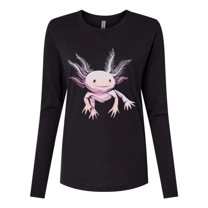 Axolotl Mexican Salamander Drawing Lizard Realistic Axolotl Womens Cotton Relaxed Long Sleeve T-Shirt