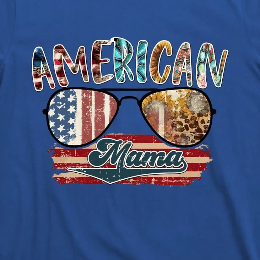 American Mama Sunglass Fourth Of July Leopard Gift T-Shirt