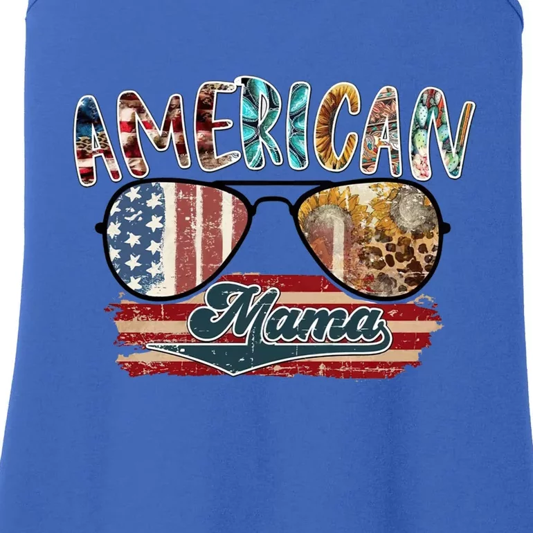 American Mama Sunglass Fourth Of July Leopard Gift Ladies Essential Tank