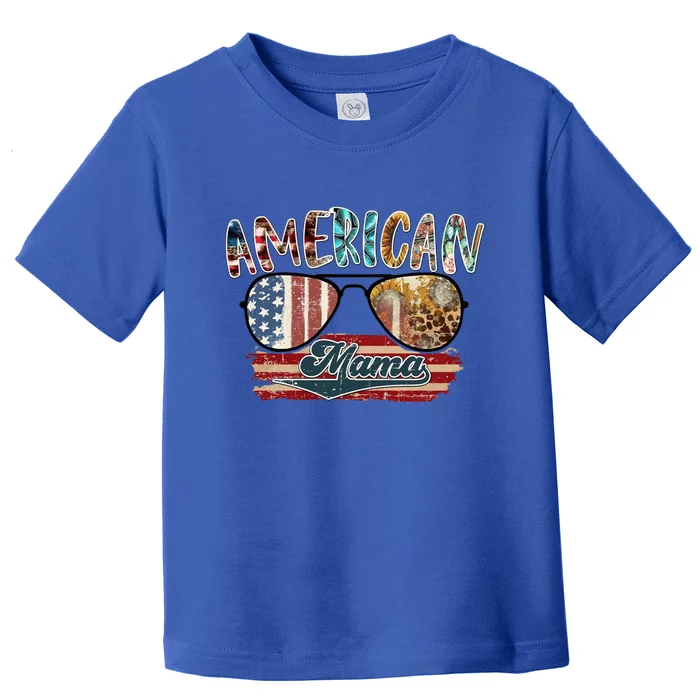 American Mama Sunglass Fourth Of July Leopard Gift Toddler T-Shirt