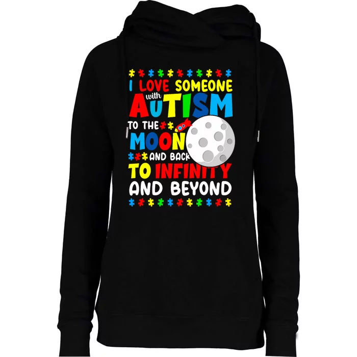 Autism Mom Sister Grandma I Love Someone With Autism Womens Funnel Neck Pullover Hood