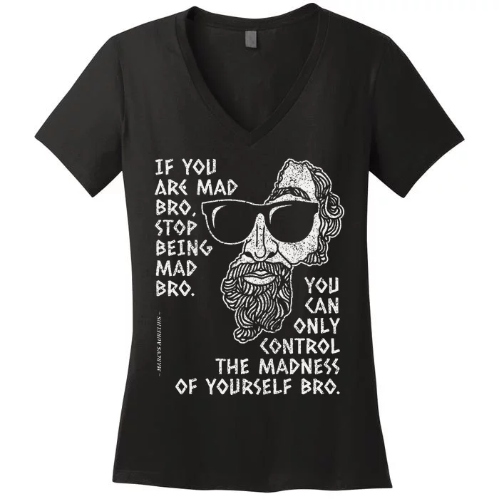 Aurelius Marcus Stoicism Philosopher Funny Wisdom Quote Women's V-Neck T-Shirt