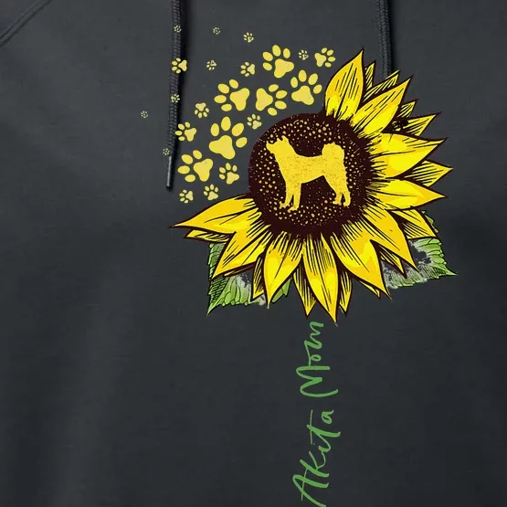 Akita Mom Sunflower Akita Inu Lover Gifts Dog Mom Performance Fleece Hoodie