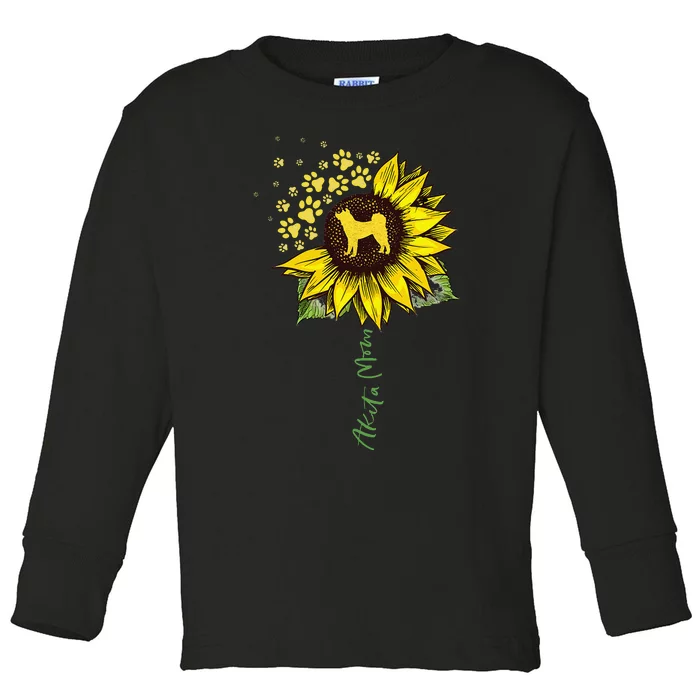 Akita Mom Sunflower Akita Inu Lover Gifts Dog Mom Toddler Long Sleeve Shirt