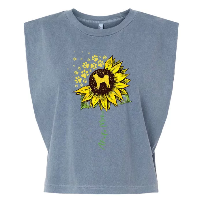 Akita Mom Sunflower Akita Inu Lover Gifts Dog Mom Garment-Dyed Women's Muscle Tee