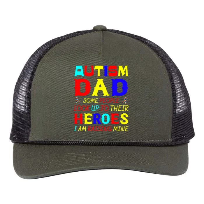 Autism Mom Some Look Up Heroes I Am Raising Mine Awareness Cute Gift Retro Rope Trucker Hat Cap