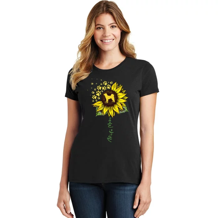 Akita Mom Sunflower Akita Inu Lover Gifts Dog Mom Women's T-Shirt