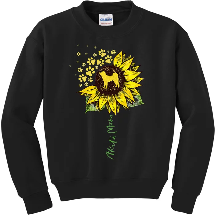 Akita Mom Sunflower Akita Inu Lover Gifts Dog Mom Kids Sweatshirt