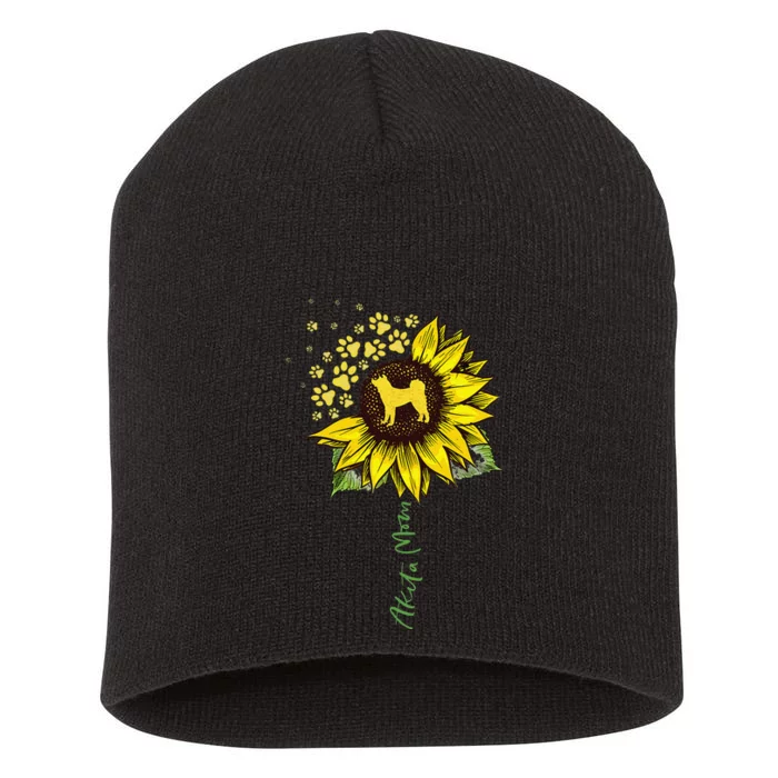 Akita Mom Sunflower Akita Inu Lover Gifts Dog Mom Short Acrylic Beanie