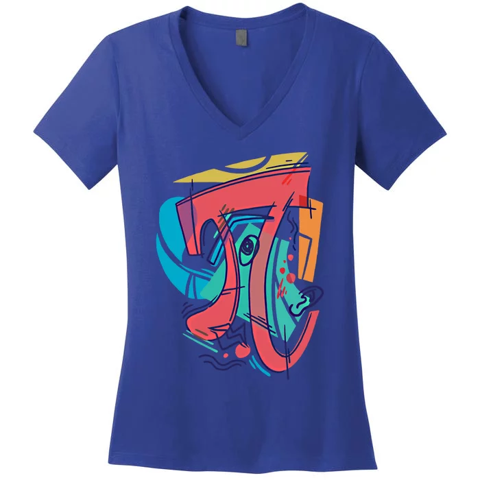 Abstract Mathematical Symbol Pi Gift Women's V-Neck T-Shirt