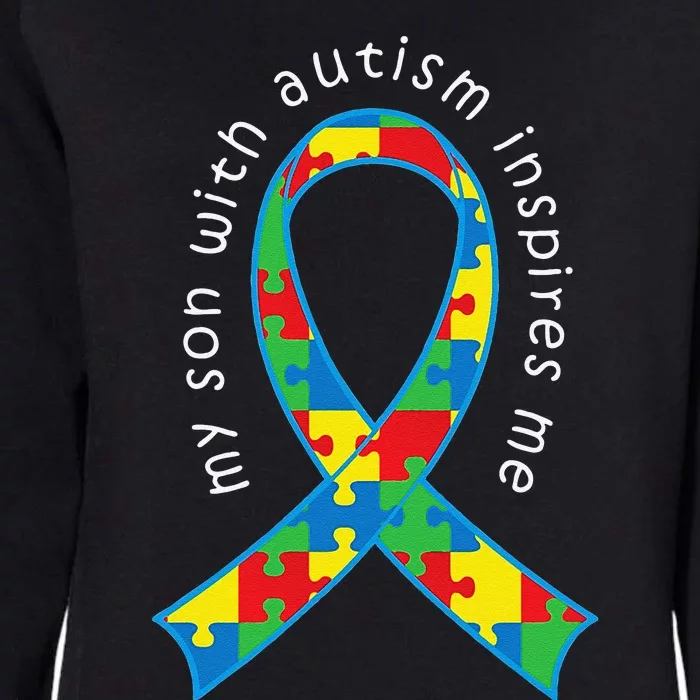 Autism Mom Son Puzzle Ribbon Awareness Tee Womens California Wash Sweatshirt