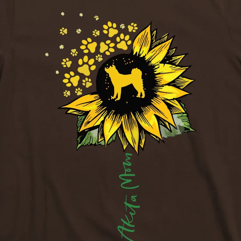 Akita Mom Sunflower Akita Inu Lover Gifts Dog Mom Mama T-Shirt