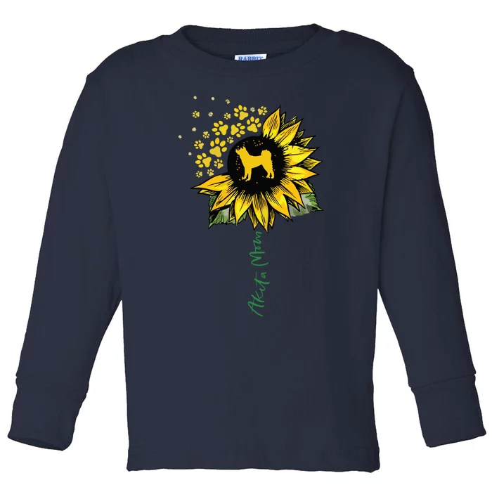 Akita Mom Sunflower Akita Inu Lover Gifts Dog Mom Mama Toddler Long Sleeve Shirt