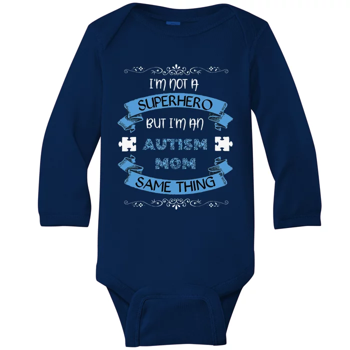 Autism Mom Superhero Autism Awareness Month Baby Long Sleeve Bodysuit