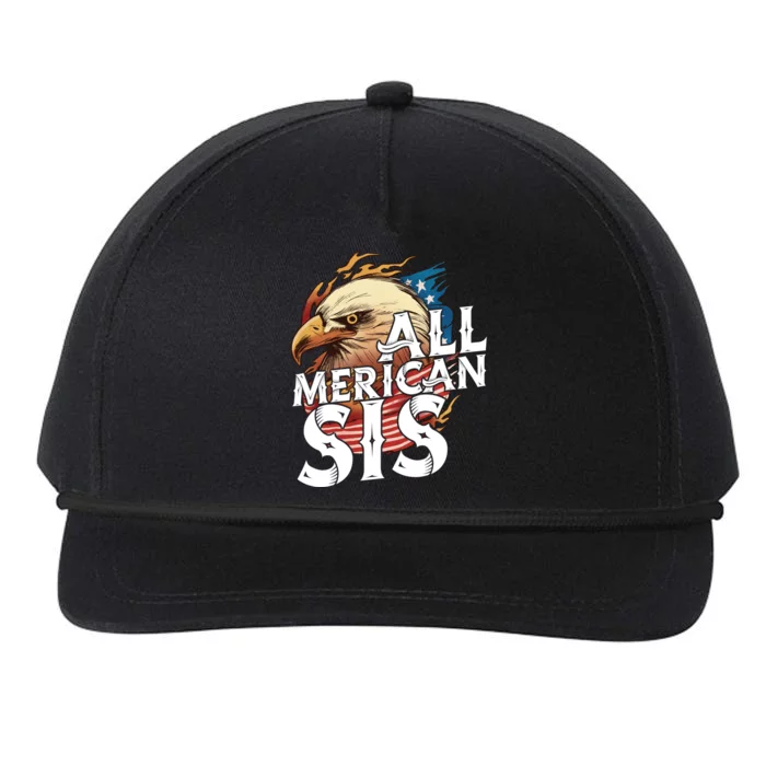 All Merican Sis 4th Of July Eagle Usa Flag American Sister Gift Snapback Five-Panel Rope Hat