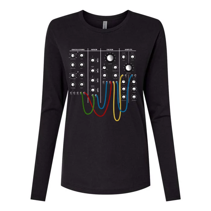 Analog Modular Synthesizer Panel Electronic Musician Womens Cotton Relaxed Long Sleeve T-Shirt