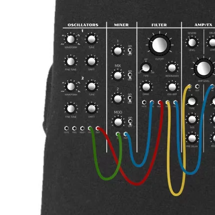 Analog Modular Synthesizer Panel Electronic Musician Doggie 3-End Fleece Hoodie