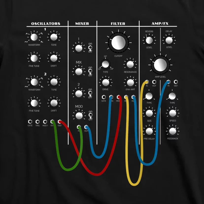 Analog Modular Synthesizer Panel Electronic Musician T-Shirt