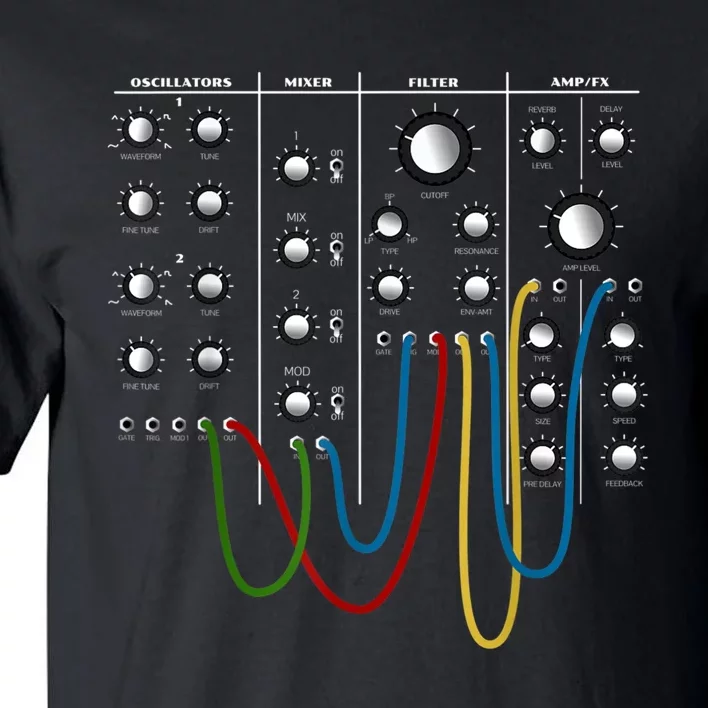 Analog Modular Synthesizer Panel Electronic Musician Tall T-Shirt