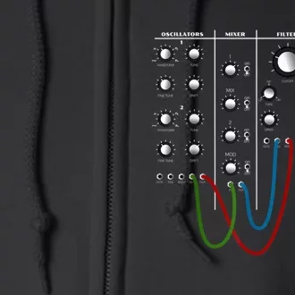 Analog Modular Synthesizer Panel Electronic Musician Full Zip Hoodie