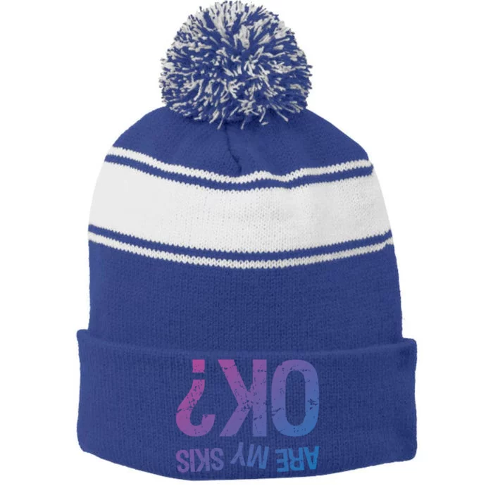 Are My Skis Ok? Skiing Great Gift Stripe Pom Pom Beanie