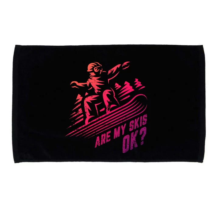 Are My Skis Ok? Upside Down Funny Ski Skiing Winter Sports Meaningful Gift Microfiber Hand Towel