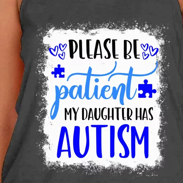 Autism Mom Shirt My Daughter Has Autism April We Wear Blue Women's Knotted Racerback Tank