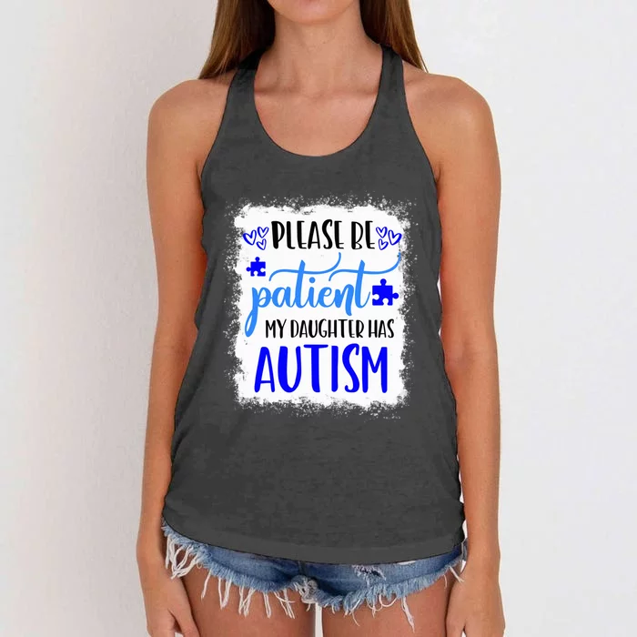 Autism Mom Shirt My Daughter Has Autism April We Wear Blue Women's Knotted Racerback Tank