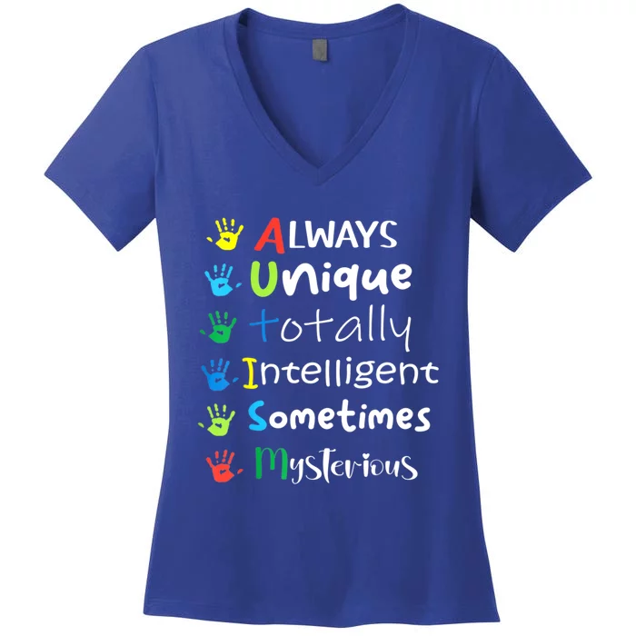 Autism Mom Shirt Autism Awareness Shirt Autistic Boys Girls Women's V-Neck T-Shirt