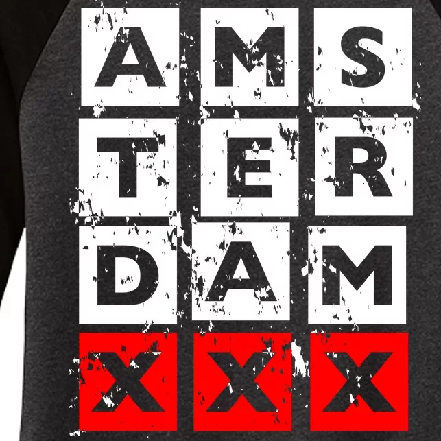 Amsterdam Red Light District Women's Tri-Blend 3/4-Sleeve Raglan Shirt