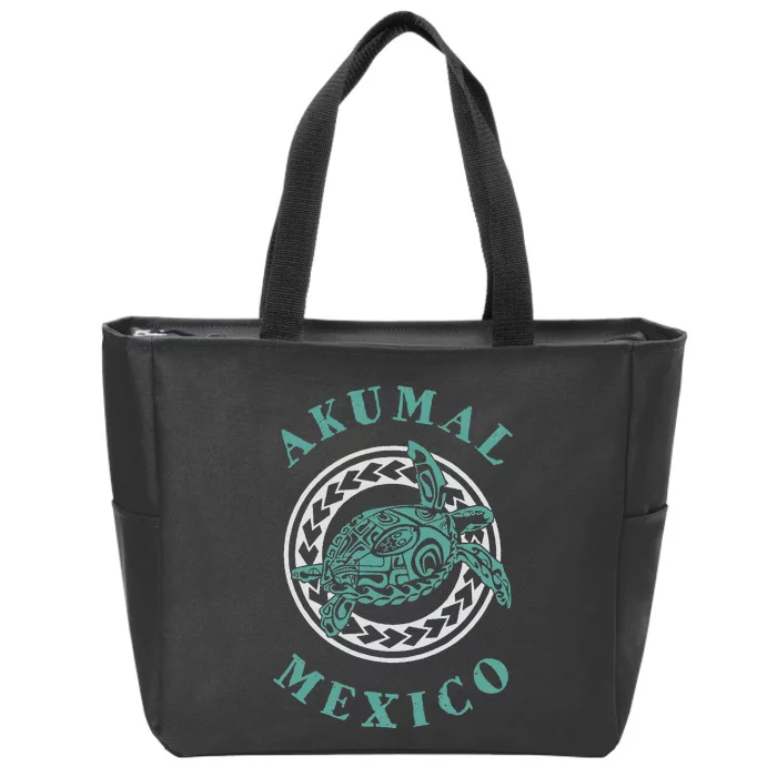 Akumal Mexico Tribal Tattoo Sea Turtle Zip Tote Bag