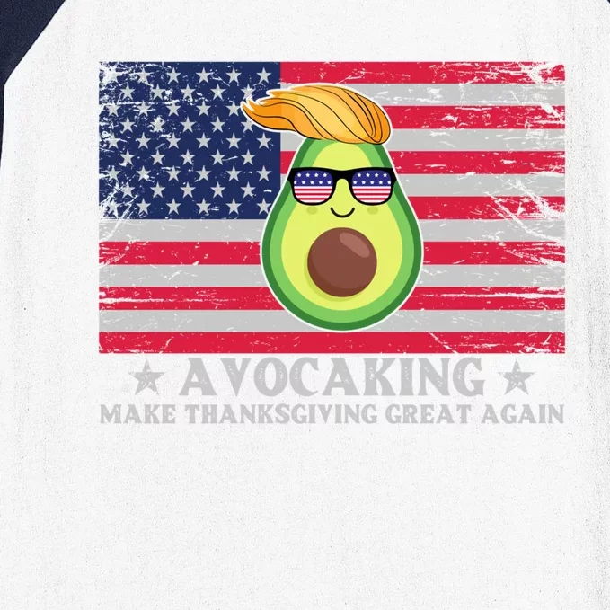 Avocaking Make Thanksgiving Great Again U S Flag Distressed Cute Gift Baseball Sleeve Shirt