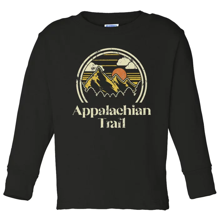 Appalachian Mountains Trail Vintage Hiking Camp Retro Toddler Long Sleeve Shirt