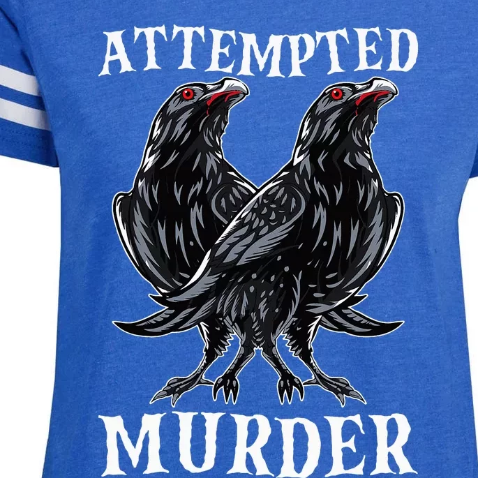 Attempted Murder Two Crows Birds Spooky Crows Pun Enza Ladies Jersey Football T-Shirt