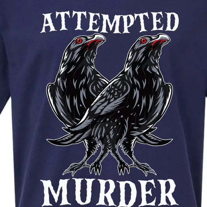 Attempted Murder Two Crows Birds Spooky Crows Pun Sueded Cloud Jersey T-Shirt