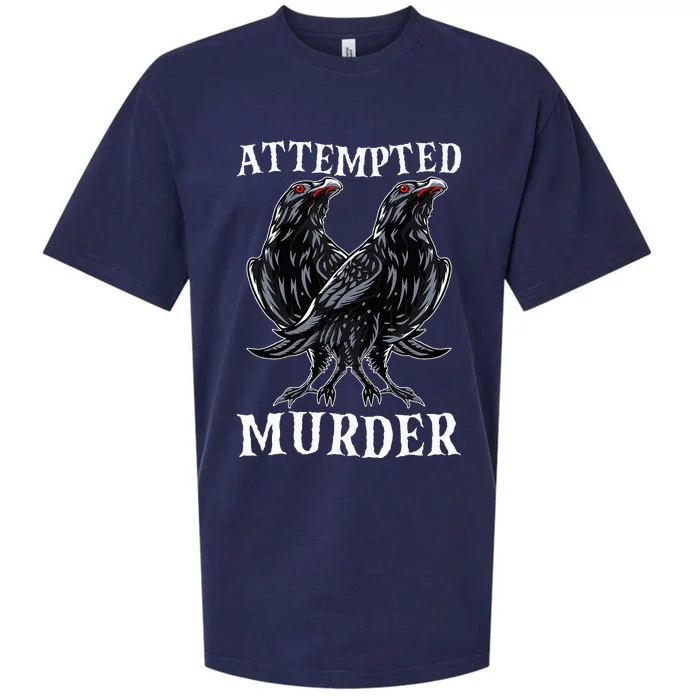 Attempted Murder Two Crows Birds Spooky Crows Pun Sueded Cloud Jersey T-Shirt